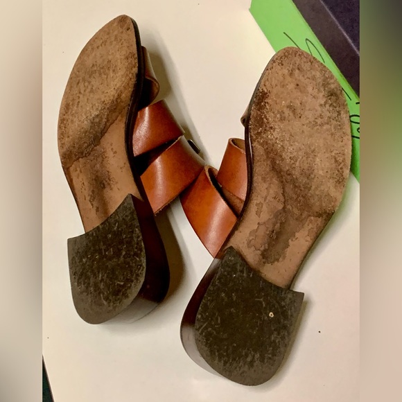 Women's 7 M SESTO MEUCCI Florence Italian Brown Leather Metal Hardware Sandals - Picture 6 of 16